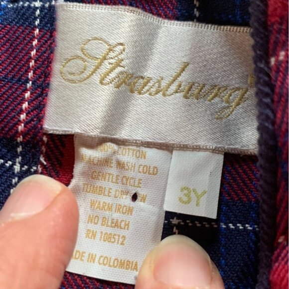 NWT Vintage Strasburg Toddler 3T Plaid Overalls Red Blue - Picture 4 of 6